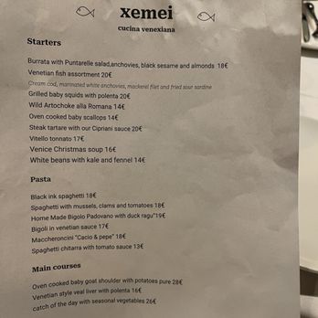 Xemei - Dinner Menu (Dec 2023) - Italian Near Me - Barcelona, B