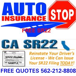 Auto Stop Insurance Services - FREE SR-22  CERTIFICATE RIGHT AWAY!!