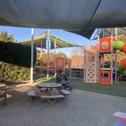 Stanford West Playground - Slide, monkey bar, table and chairs, shade