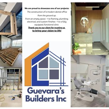 Guevara's Builders - Dental Office.
Guevara's Builders Inc. Building spaces with purpose, one project at a time. - General Contractors Near Me - Chula Vista, California Guevara's Builders - Dental Office.
Guevara's Builders Inc. Building spaces with purpose, one project at a time. - General Contractors Near Me - Chula Vista, California