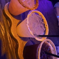 Mezcal Ultra Lounge - $36 marg trio in plastic with cheap tequila