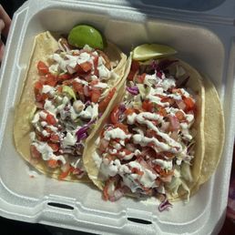 Two fish tacos. $1.99 special on Wednesday for one. More than enough food.