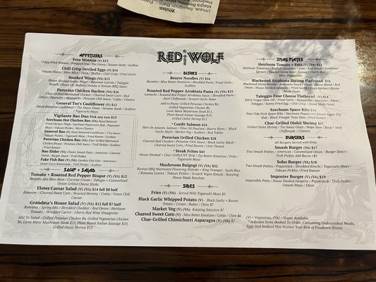 Menu photo 1 Red & The Wolf Clawson, MI