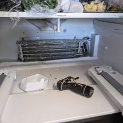 BVS Appliance Repair - Bill is working on the inside of my refrigerator. So that's what it looks like behind the scenes!