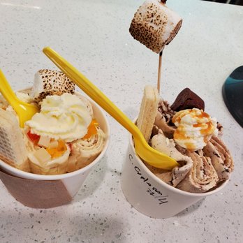 Rolling Zone Creamery - Cookie Butter to the left and Chocolate Explosion to the right - Ice Cream & Frozen Yogurt Near Me - Lawndale, California Rolling Zone Creamery - Cookie Butter to the left and Chocolate Explosion to the right - Ice Cream & Frozen Yogurt Near Me - Lawndale, California