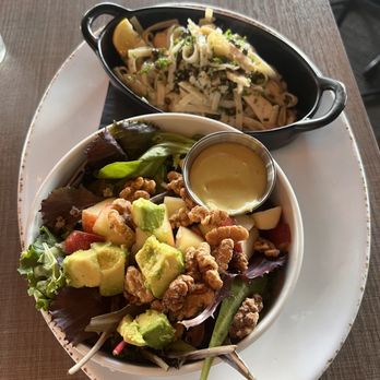 Picazzo's Healthy Italian Kitchen - Lunch combo - Mother Earth Salad and Chicken Piccata with Linguine Combo Lunch - Pizza Near Me - Tempe, Arizona Picazzo's Healthy Italian Kitchen - Lunch combo - Mother Earth Salad and Chicken Piccata with Linguine Combo Lunch - Pizza Near Me - Tempe, Arizona