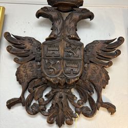 Wooden- carved crest ! Perfect for an art wall or above your mantle!