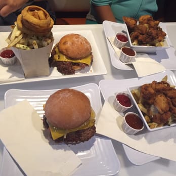 Burger Lounge - 1/2 and 1/2 fries and onion rings. The lounge burger and the classic hamburger. Chicken strips. - Burgers Near Me - Costa Mesa, California