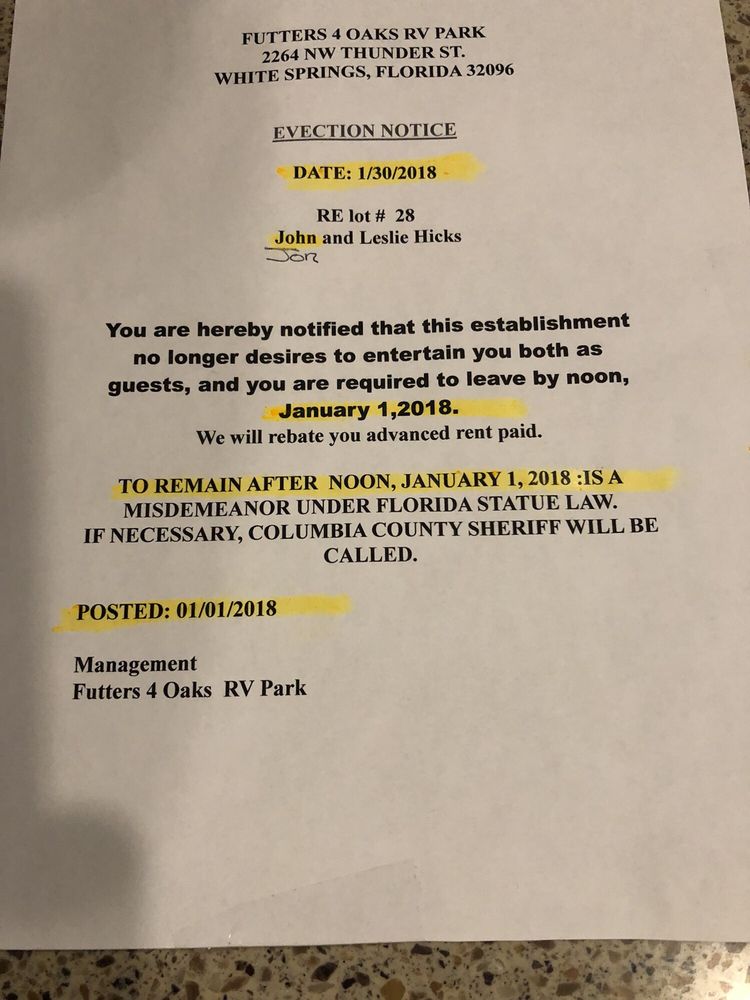 FUTTER’S 4 OAKS RV PARK Updated September 2024 2264 NW Thunder St