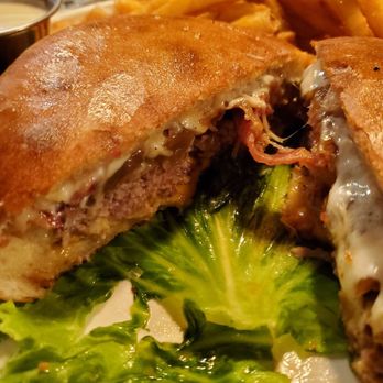 The Explorium Brewpub Greendale - Burger in pizza dough - Pizza Near Me - Greendale, Wisconsin