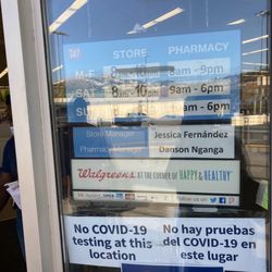 Walgreens - Store Hours -MON-SUN 8am -10pm Pharmacy MON 8am-9pm SAT9am-6pm Sun10am -6pm