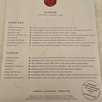 CookHouse - Supper Menu - New American Near Me - Baltimore, Maryland