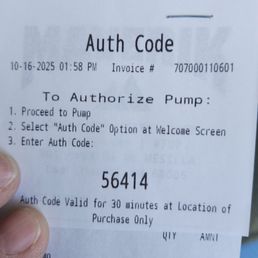 The Authorizarion code lets you fuel at any pump. New awcurity step dor me. The Authorizarion code lets you fuel at any pump. New awcurity step dor me.