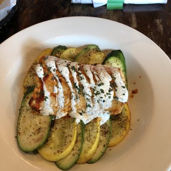Blind Mule - Perfectly Grilled Mahi with a creamy dill sauce over grilled zucchini & summer squash.  SO VERY DELICIOUS! - American Near Me - Mobile, Alabama