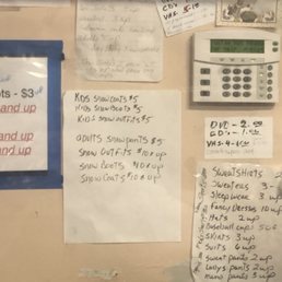 False prices. Prices written on pieces of paper and a whiteboard but are changed at the register