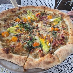 Squash blossom pizza