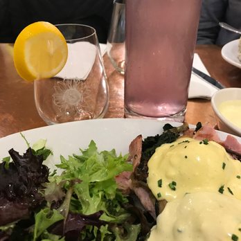 Sunflower Caffe - Garden benedict with eggs, sauteed mushrooms, winter greens, and smoked ham. - Coffee & Tea Near Me - Sonoma, California Sunflower Caffe - Garden benedict with eggs, sauteed mushrooms, winter greens, and smoked ham. - Coffee & Tea Near Me - Sonoma, California