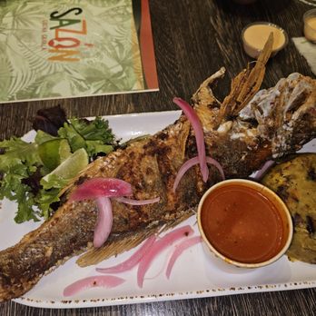 Sazón Cocina Criolla - Whole fried snapper with bifongo & Creole sauce. - Seafood Near Me - San Juan, Puerto Rico Sazón Cocina Criolla - Whole fried snapper with bifongo & Creole sauce. - Seafood Near Me - San Juan, Puerto Rico