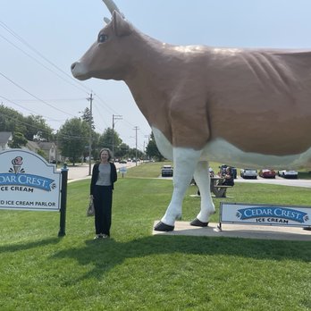Cedar Crest Ice Cream - Can't miss the cow as you drive up. - Desserts Near Me - Manitowoc, Wisconsin Cedar Crest Ice Cream - Can't miss the cow as you drive up. - Desserts Near Me - Manitowoc, Wisconsin