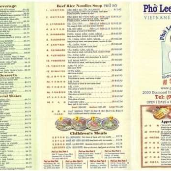 Pho Lee Hoa Phat 5 - To Go Menu - Vietnamese Near Me - Concord, California