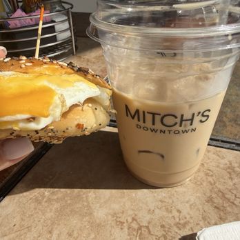 Mitch's Westside Bagels Too - Fried egg and cheese and iced coffee - Bagels Near Me - Weston, Florida
