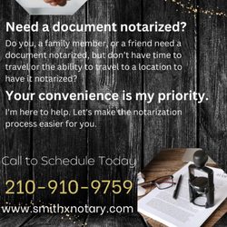Mr Smith Xpress Mobile Notary - Click: https://lnkd.in/gVteeUZf
#mrsmithxpressmobilenotary
#notarynearme
#sanantoniotx