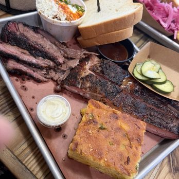 The Pit Room - Museum District - 2 Meat Dinner with Brisket, Pork Ribs, Corn Bread, and Elote - Barbeque Near Me - Houston, Texas The Pit Room - Museum District - 2 Meat Dinner with Brisket, Pork Ribs, Corn Bread, and Elote - Barbeque Near Me - Houston, Texas