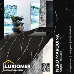 Luxiomer Stone Gallery - Nero Marquina quartz slab. kitchen countertop and island