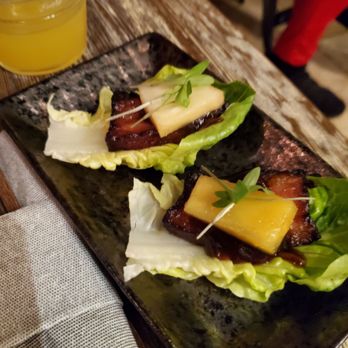 Saucy Oakland - Pork belly amuse wraps. - Pan Asian Near Me - Oakland, California