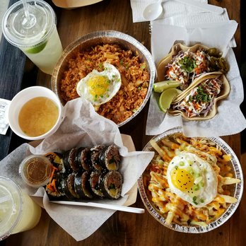 Coreanos Allston - Ginger lime iced tea, kimchi fried rice, miso soup, bulgogi taco, kimchi fritas, bulgogi sweet beef kimbap, peach limeade - Korean Near Me - Allston, Massachusetts Coreanos Allston - Ginger lime iced tea, kimchi fried rice, miso soup, bulgogi taco, kimchi fritas, bulgogi sweet beef kimbap, peach limeade - Korean Near Me - Allston, Massachusetts