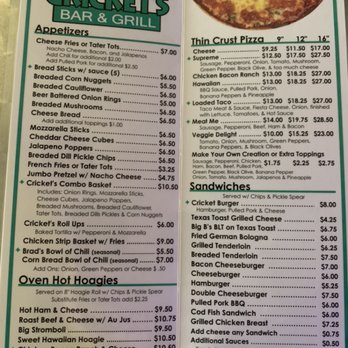 Cricket's Bar & Grill - New menu! November 2021 - Bars Near Me - Newburgh, Indiana