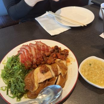 Grand Cafe - Medium bbq plate with char siu and soy sauce chicken fried rice - Cafes Near Me - Dublin, California
