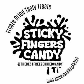 Sticky Fingers Candy - a black and white sticker with the words sticky fingers candy - Candy Stores Near Me - Albuquerque, New Mexico