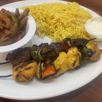 Sawa Restaurant & Grill - Mixed kabob with garlic oil dressing that pairs well with the chicken . The filet tender to perfection - Mediterranean Near Me - Houston, Texas