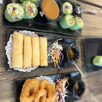 Spoon + Fork Thai Kitchen - Spring rolls w peanut sauce Crab cream cheese And fried calamari - Thai Near Me - McKinney, Texas Spoon + Fork Thai Kitchen - Spring rolls w peanut sauce Crab cream cheese And fried calamari - Thai Near Me - McKinney, Texas