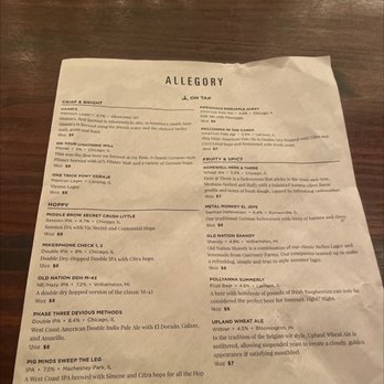Allegory - Beer list - American Near Me - Naperville, Illinois