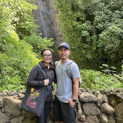 Mānoa Falls Trail - Water fall behind me and my boo 3