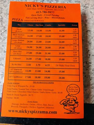Menu photo 2 Nicky's Pizza Agawam, MA Menu photo 2 Nicky's Pizza Agawam, MA