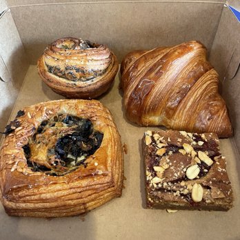 Juniper - Black sesame kouign amann, mushroom tart, brownie, and plain croissant. - Coffee & Tea Near Me - San Francisco, California Juniper - Black sesame kouign amann, mushroom tart, brownie, and plain croissant. - Coffee & Tea Near Me - San Francisco, California