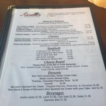 Abruzzo's - The menu - Italian Near Me - Dallas, Texas