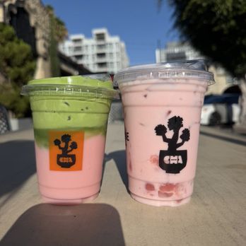 Cha Redefine - Left - Guava Matcha Cloud Right - Guava Lime Blossom - Bubble Tea Near Me - Los Angeles, California Cha Redefine - Left - Guava Matcha Cloud Right - Guava Lime Blossom - Bubble Tea Near Me - Los Angeles, California