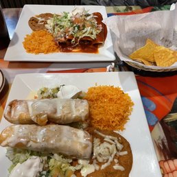 Chimichangas and enchilada supreme. Chimichangas and enchilada supreme.