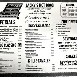 Jacky's Hot Dogs - Menu November 2025