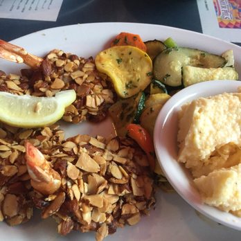 Seabrook Classic Cafe - Almond fried shrimp with cheesy grits and veggies - Seafood Near Me - Seabrook, Texas Seabrook Classic Cafe - Almond fried shrimp with cheesy grits and veggies - Seafood Near Me - Seabrook, Texas