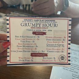 Happy hour menu