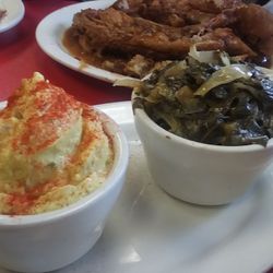 Tastey's Soul Food - Potato and greens. Great portions