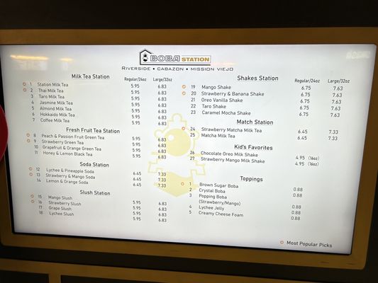 Menu photo 7 Boba Station Mission Viejo, CA