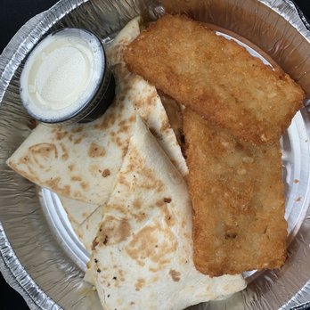 One World - Breakfast Quesadilla with Hash Browns - New American Near Me - Peoria, Illinois One World - Breakfast Quesadilla with Hash Browns - New American Near Me - Peoria, Illinois