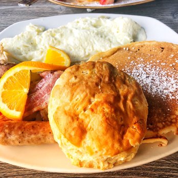 Clear Sky Cafe - Square Deal Meal - totally recommend this dish just get the French toast instead of the pancakes because the French toast is to die for! - New American Near Me - Clearwater, Florida
