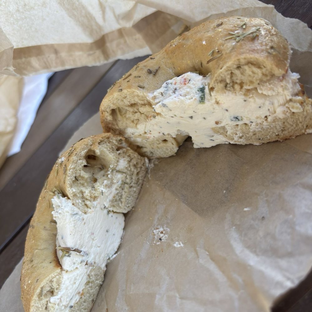 Don Guerra's Barrio Bagel & Slice - Rosemary sea salt bagel with chiltepin cream cheese - Pizza Near Me - Gilbert, Arizona Don Guerra's Barrio Bagel & Slice - Rosemary sea salt bagel with chiltepin cream cheese - Pizza Near Me - Gilbert, Arizona